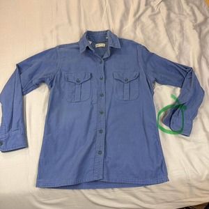 L.L Bean Button Down Shirt Womens Size 16 Vintage Heavyweight Blue *flaw